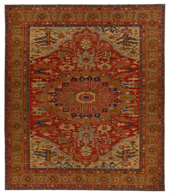 13x15 Red and Gold Turkish Traditional Rug