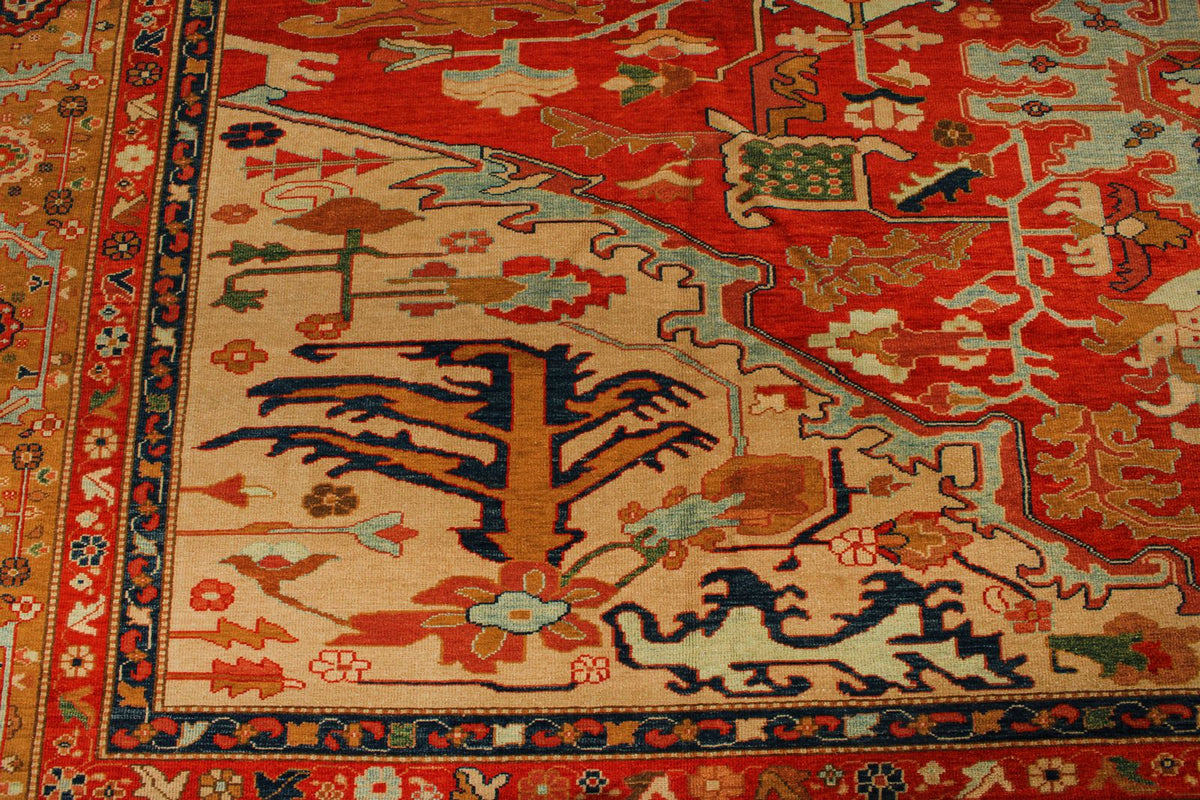 13x15 Red and Gold Turkish Traditional Rug
