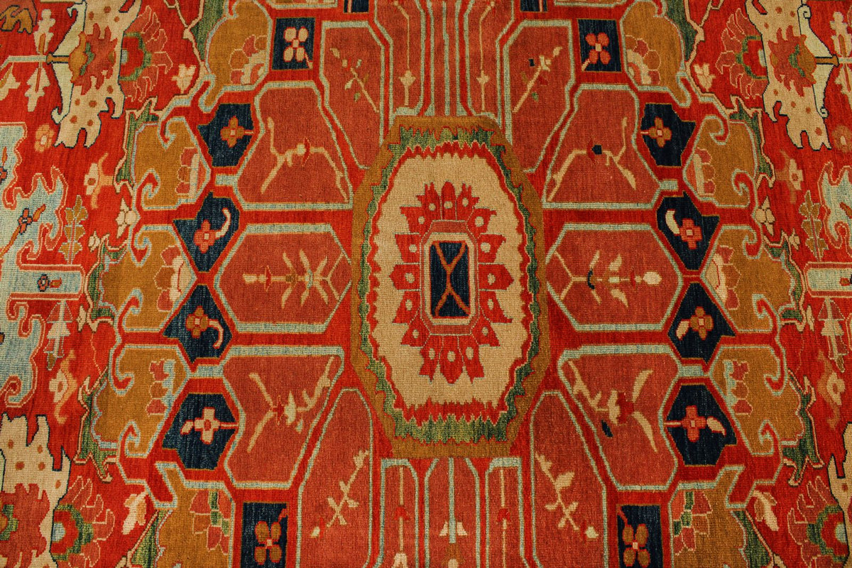 13x15 Red and Gold Turkish Traditional Rug