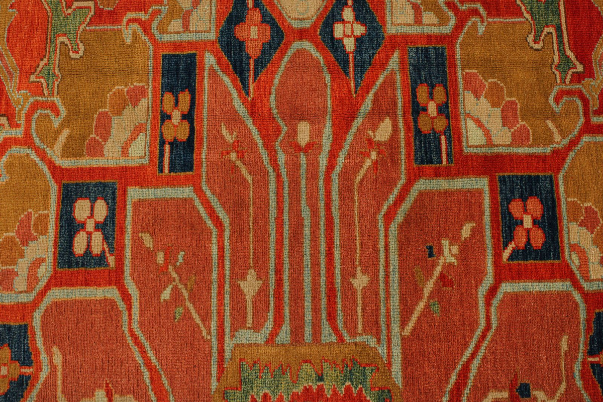 13x15 Red and Gold Turkish Traditional Rug