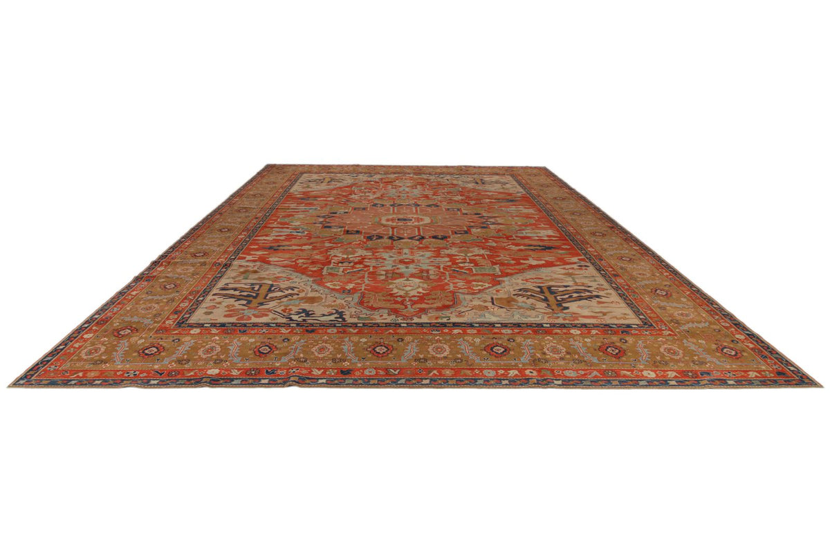 13x15 Red and Gold Turkish Traditional Rug