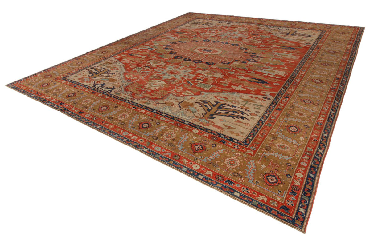 13x15 Red and Gold Turkish Traditional Rug
