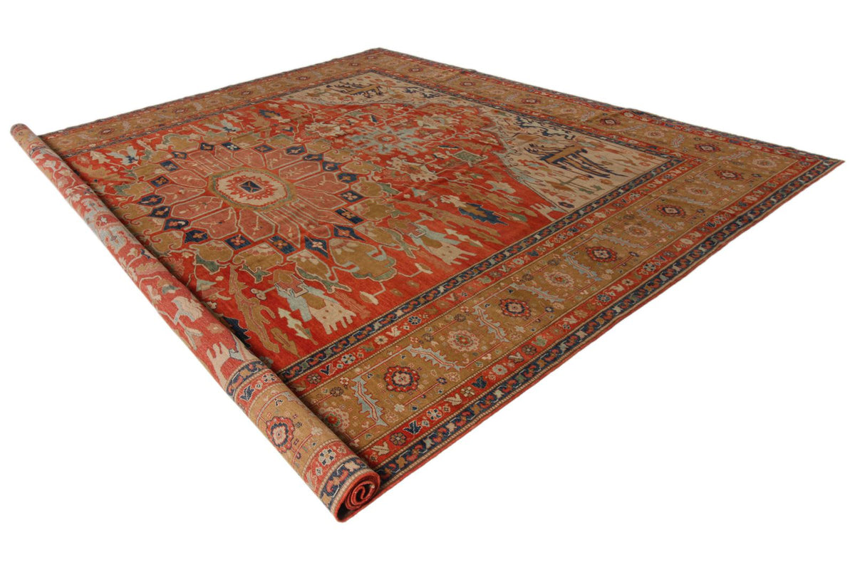 13x15 Red and Gold Turkish Traditional Rug