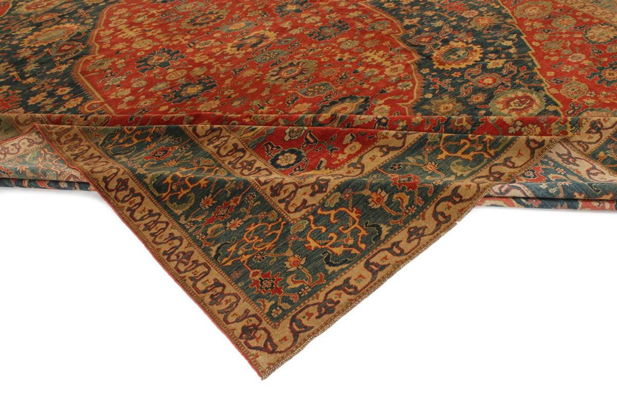 13x17 Red and Blue Turkish Traditional Rug