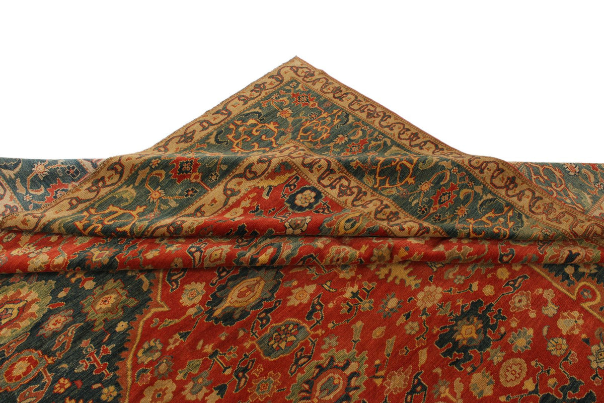 13x17 Red and Blue Turkish Traditional Rug