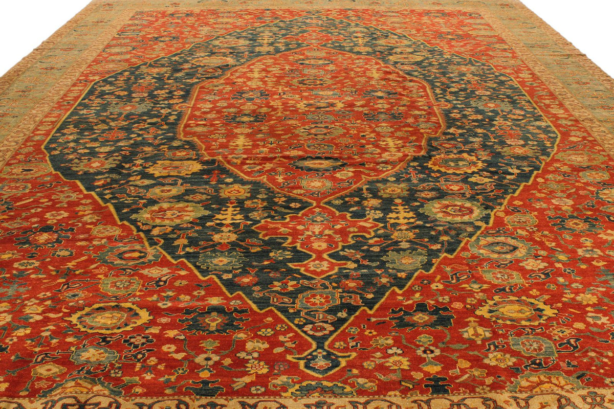 13x17 Red and Blue Turkish Traditional Rug