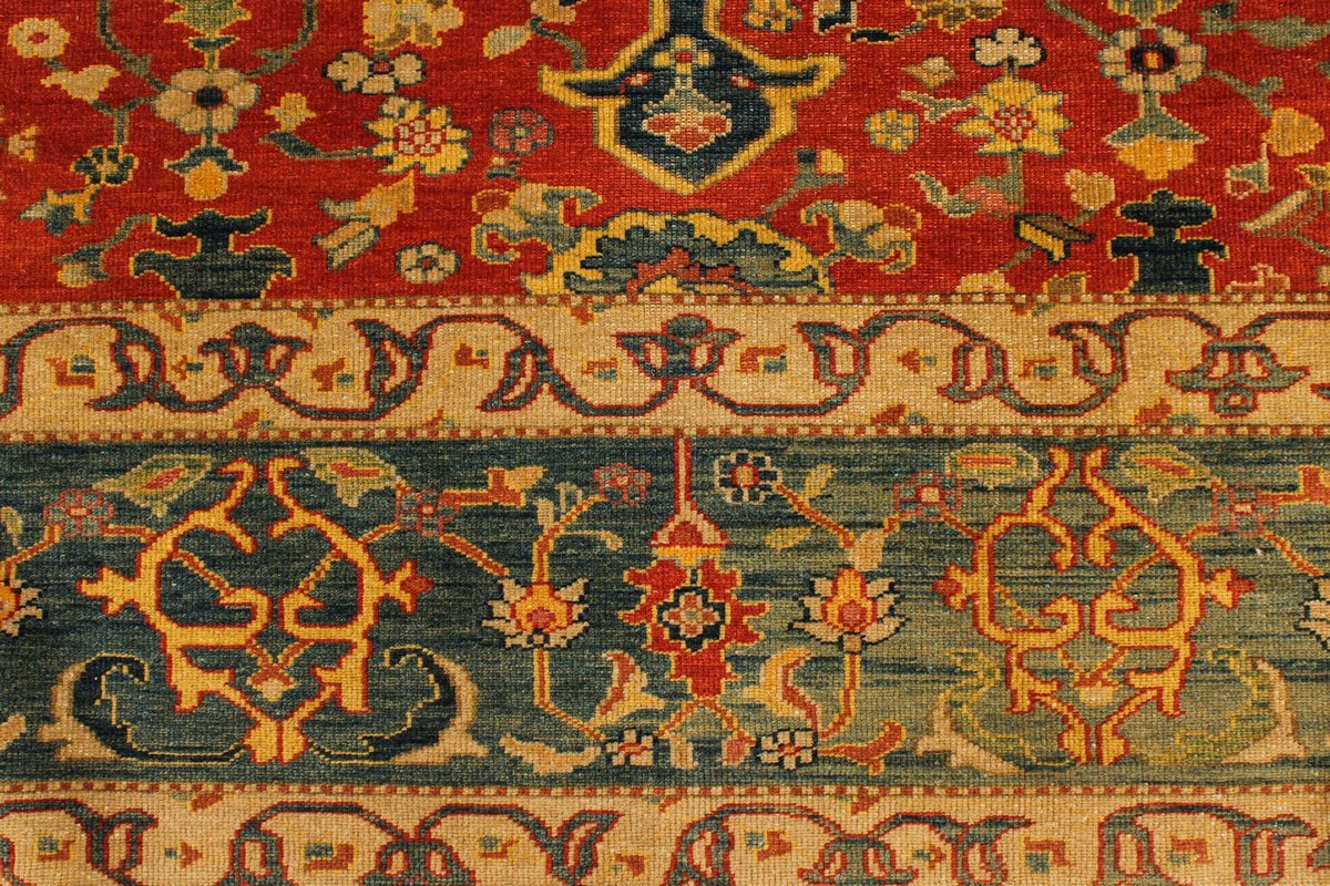 13x17 Red and Blue Turkish Traditional Rug
