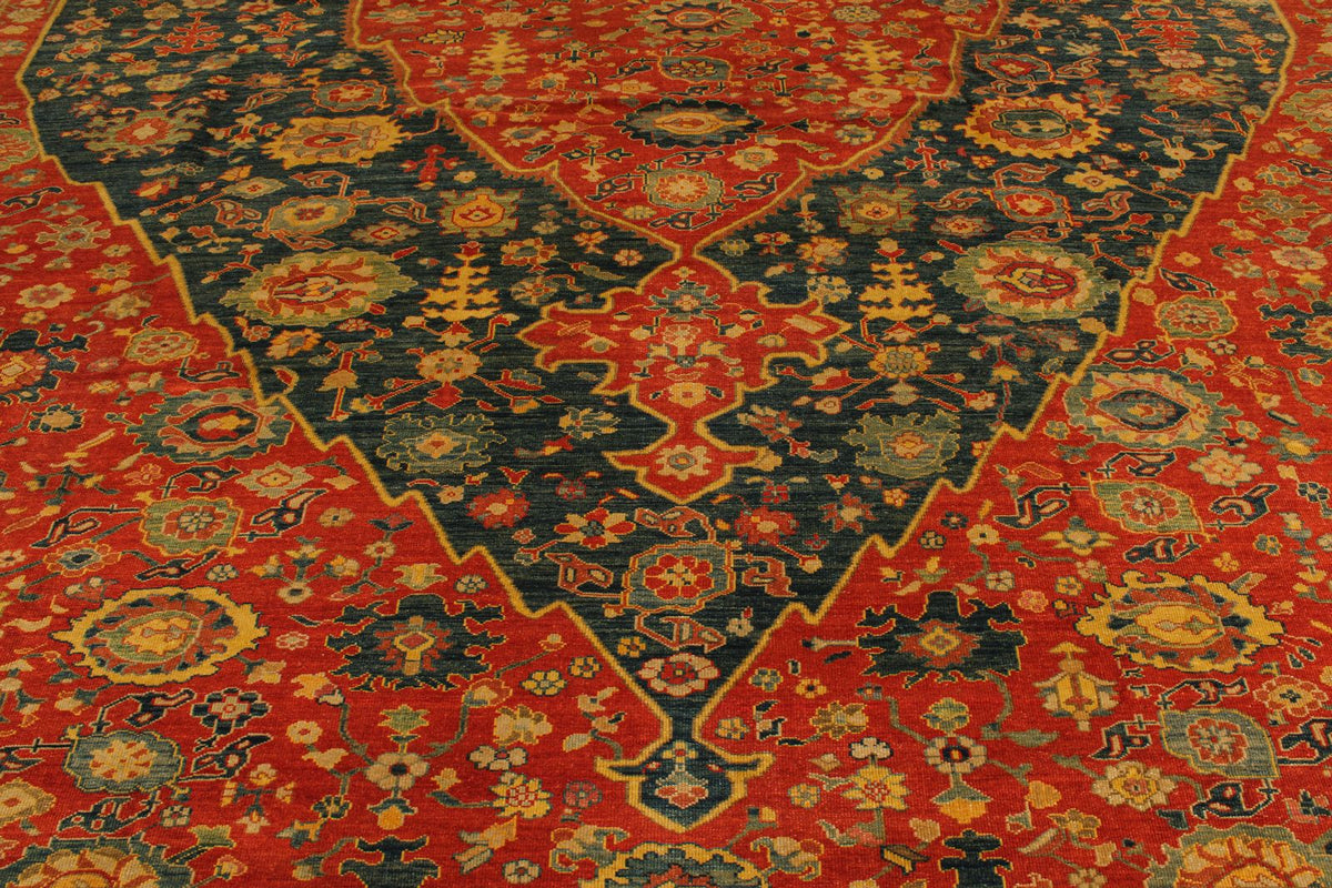 13x17 Red and Blue Turkish Traditional Rug