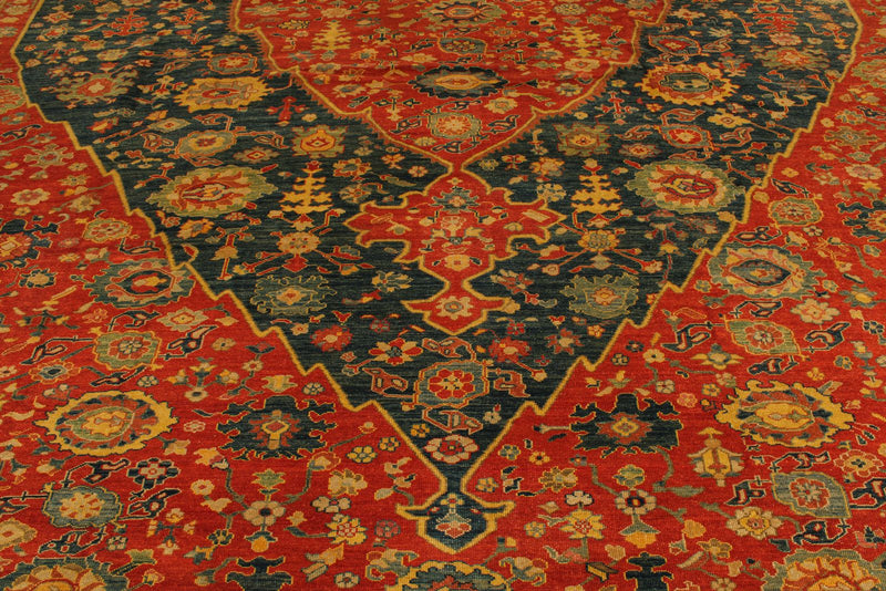 13x17 Red and Blue Turkish Traditional Rug
