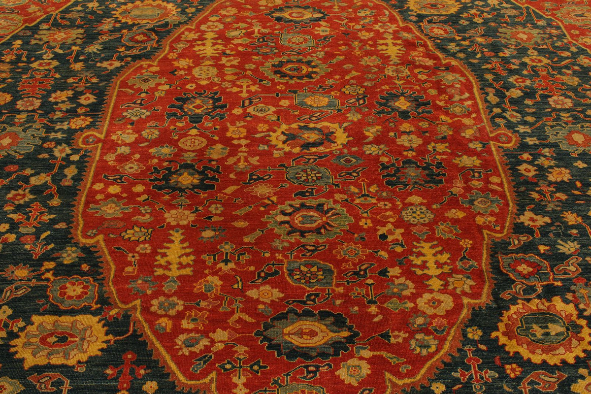 13x17 Red and Blue Turkish Traditional Rug