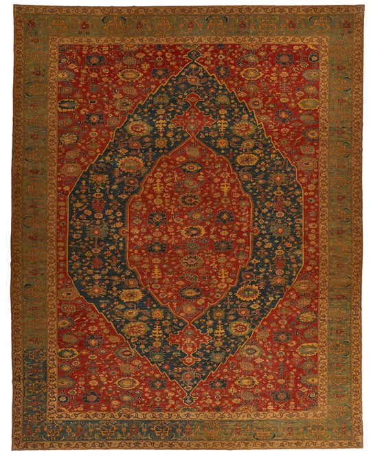 13x17 Red and Blue Turkish Traditional Rug