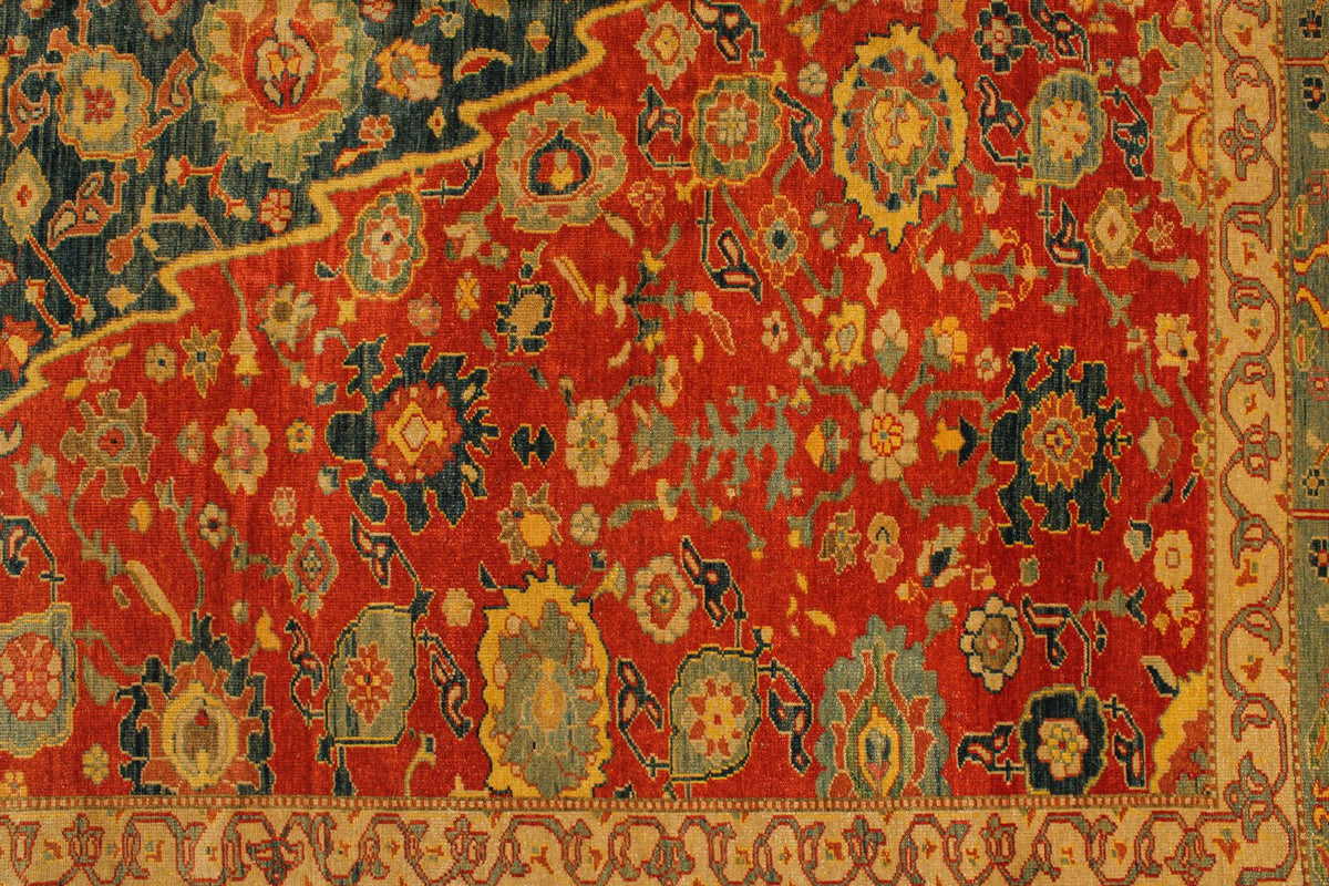 13x17 Red and Blue Turkish Traditional Rug