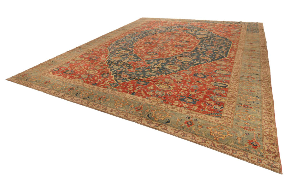 13x17 Red and Blue Turkish Traditional Rug