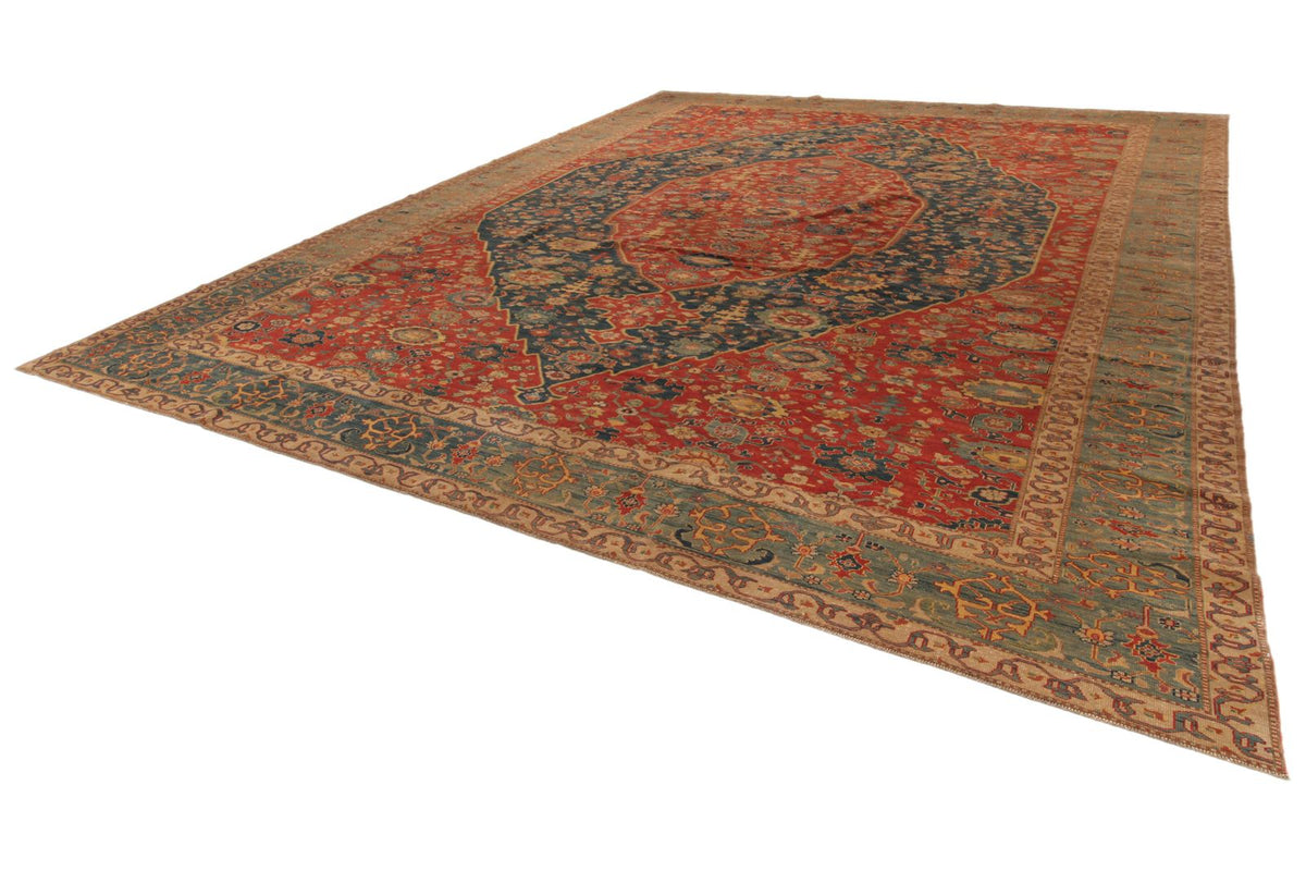 13x17 Red and Blue Turkish Traditional Rug