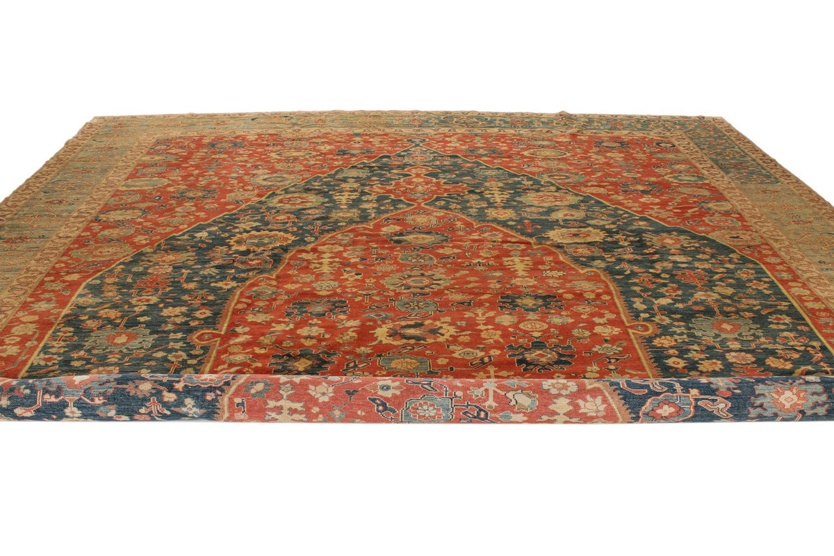 13x17 Red and Blue Turkish Traditional Rug