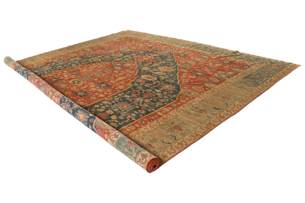 13x17 Red and Blue Turkish Traditional Rug