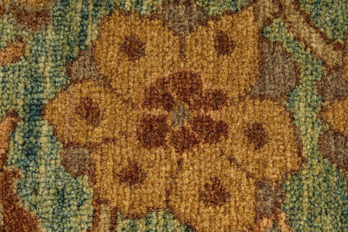 7x11 Green and White Turkish Traditional Rug