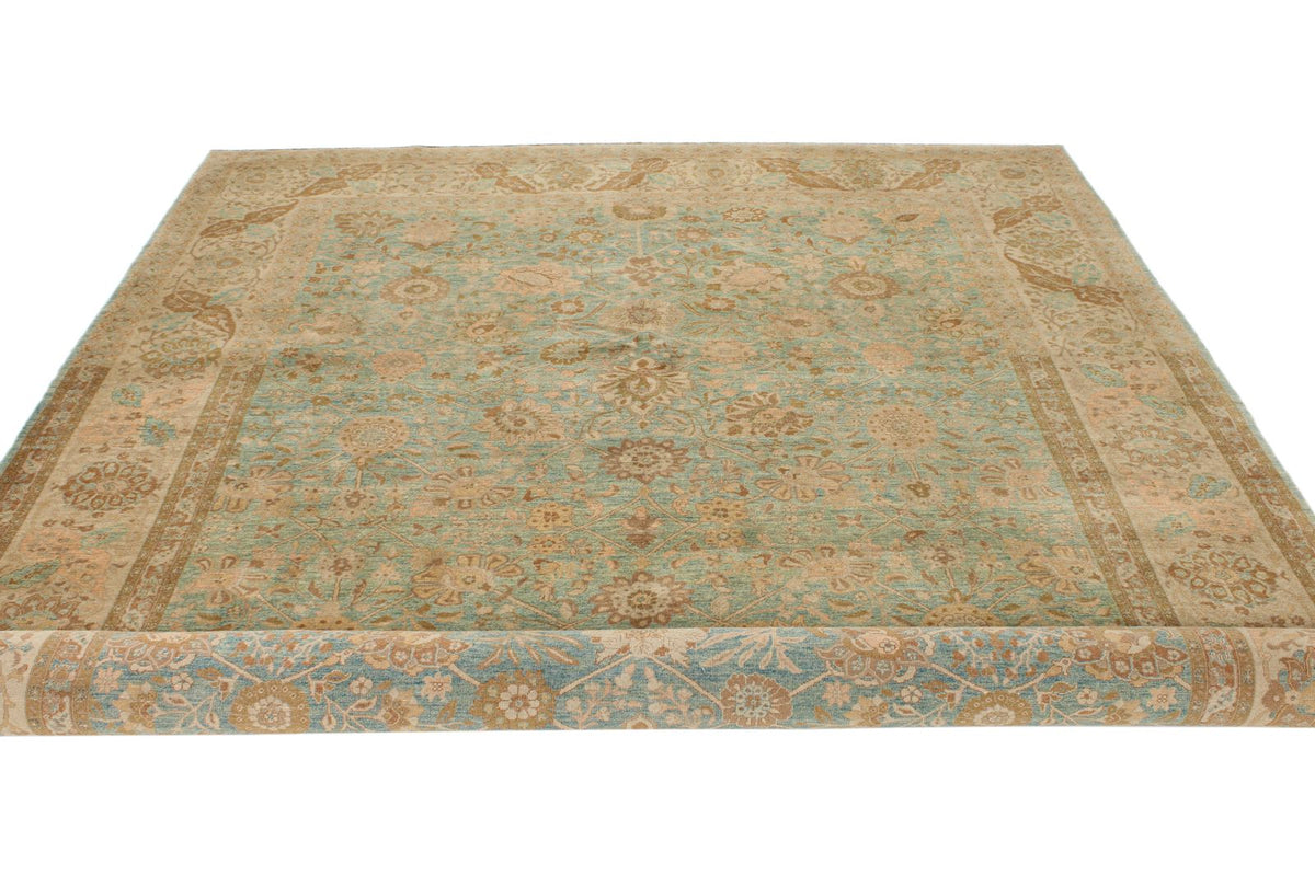 7x11 Green and White Turkish Traditional Rug
