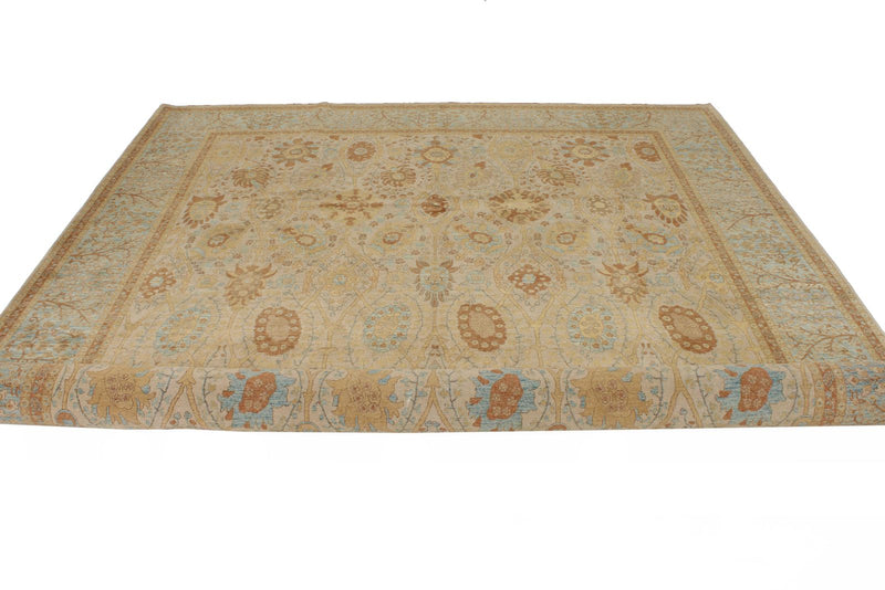 8x10 White and Blue Turkish Traditional Rug