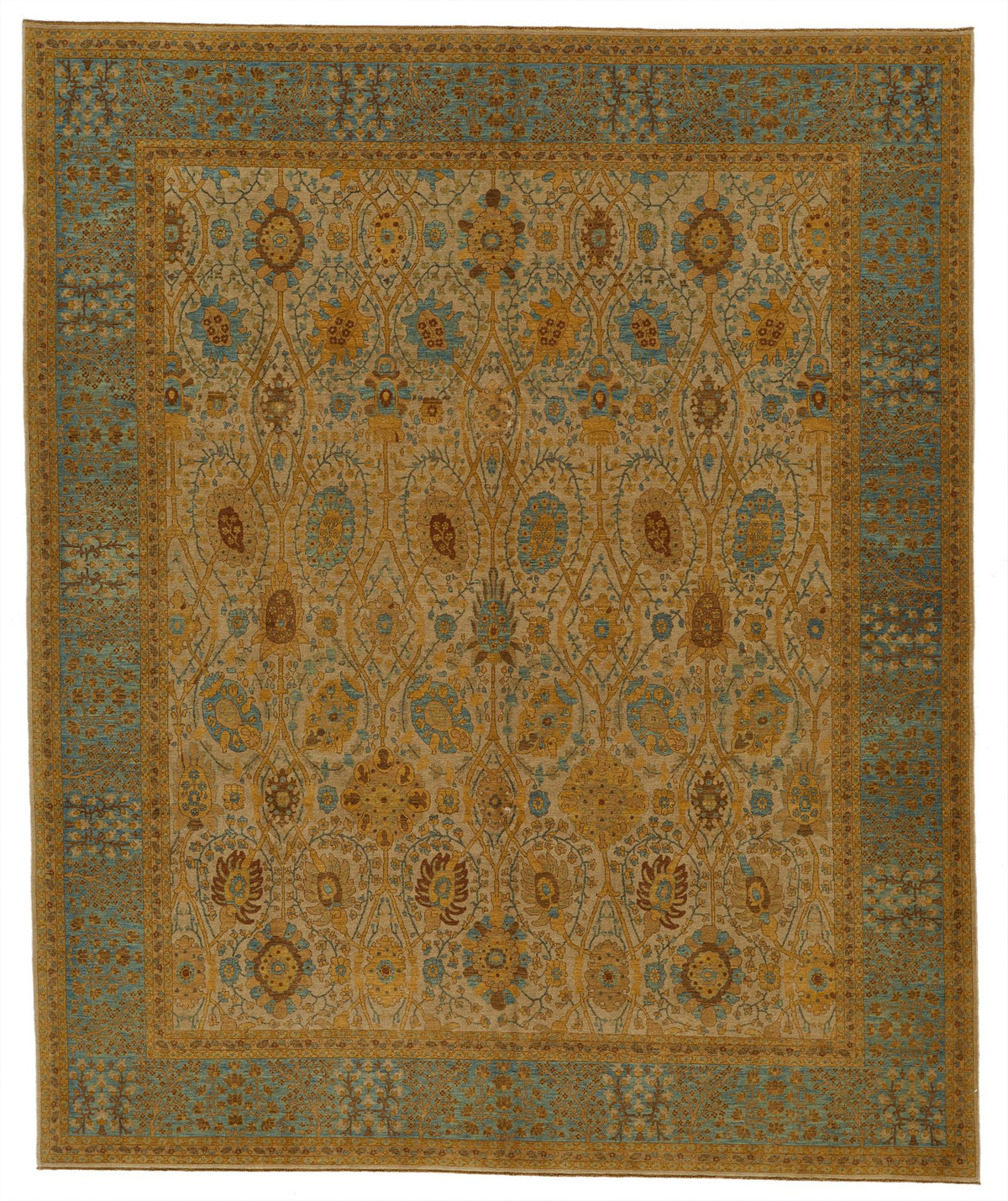 8x10 White and Blue Turkish Traditional Rug