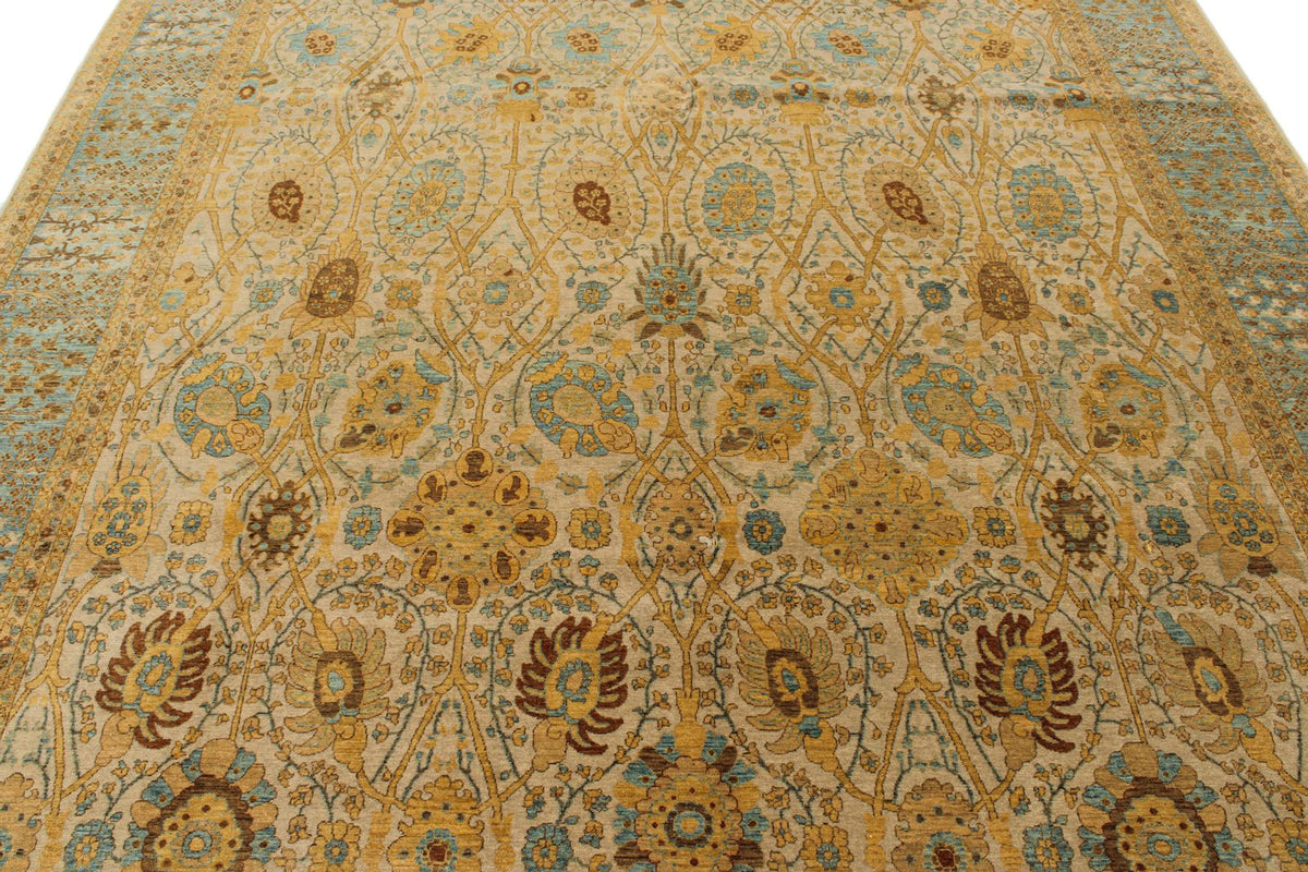 8x10 White and Blue Turkish Traditional Rug