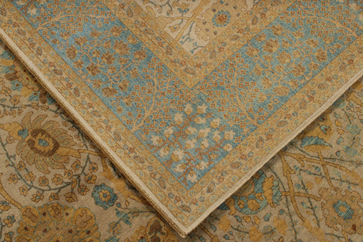 8x10 White and Blue Turkish Traditional Rug