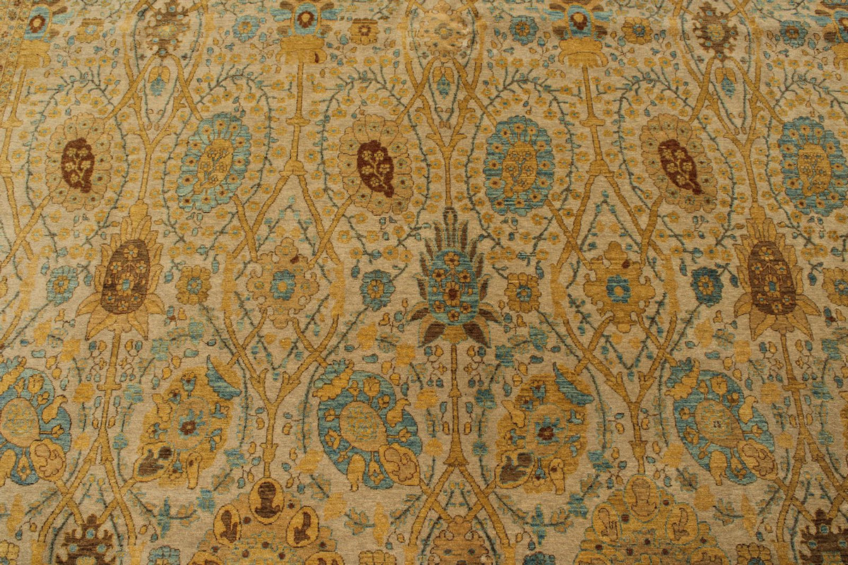 8x10 White and Blue Turkish Traditional Rug