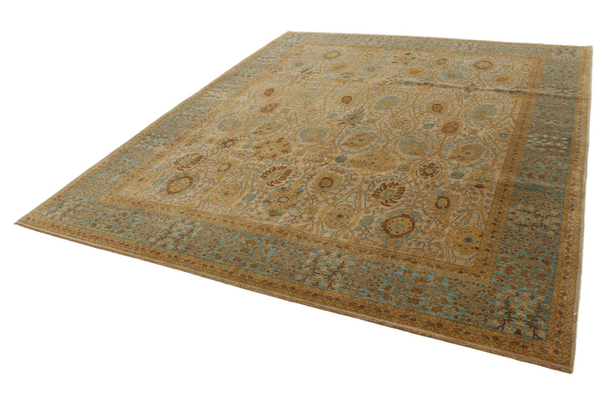 8x10 White and Blue Turkish Traditional Rug