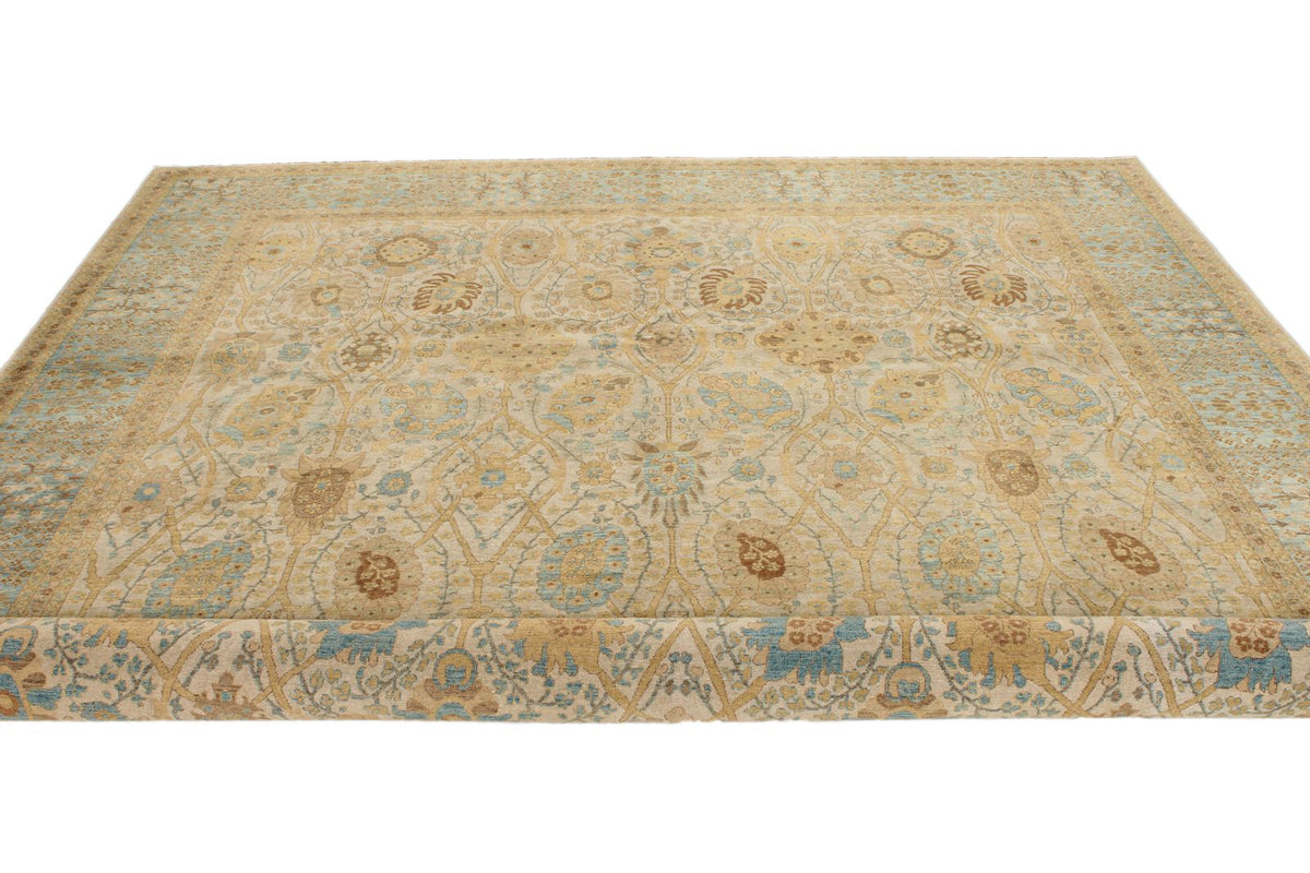 8x10 White and Blue Turkish Traditional Rug