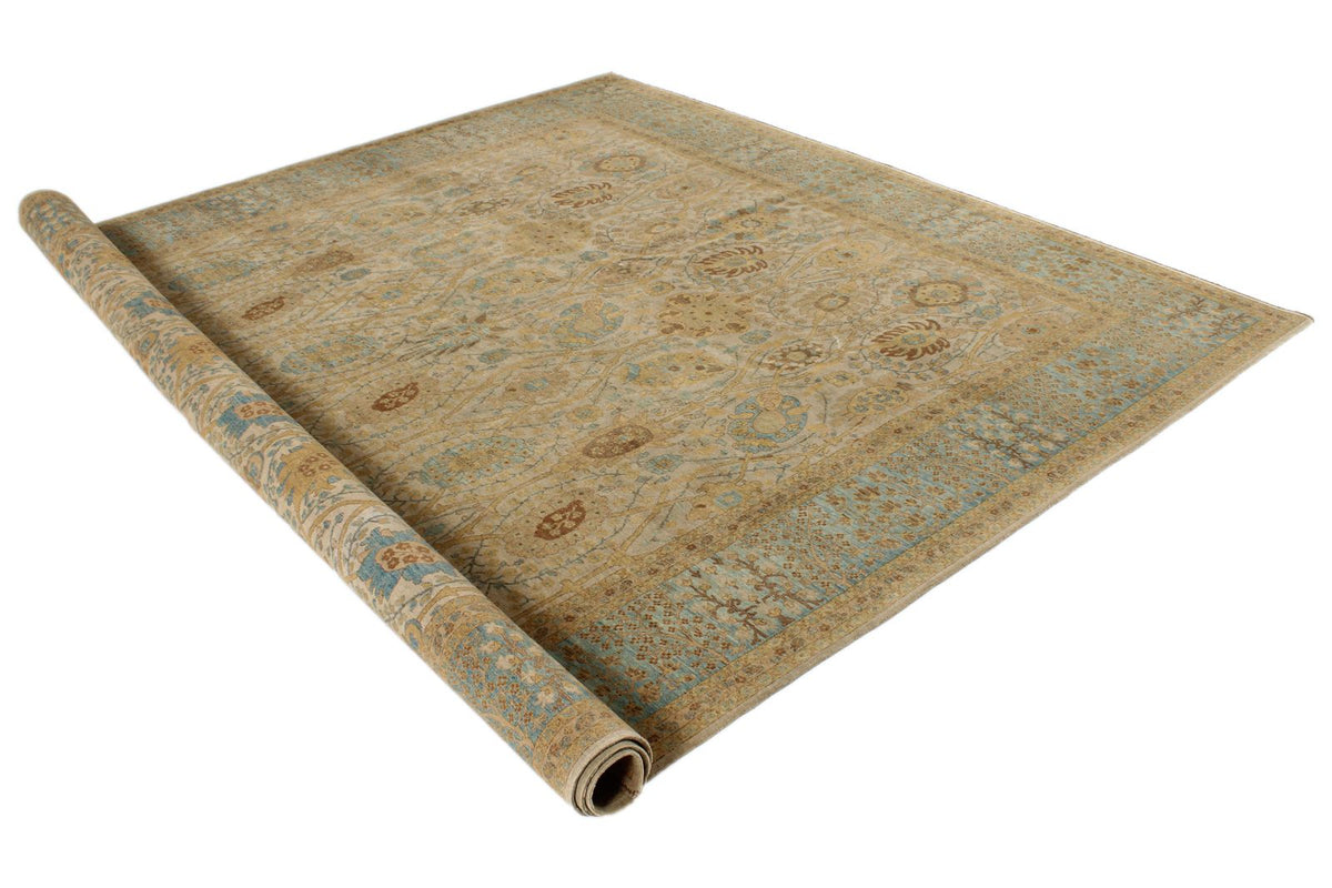 8x10 White and Blue Turkish Traditional Rug