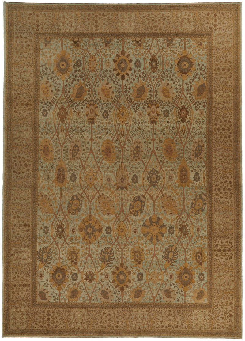 10x14 Blue and Beige Turkish Traditional Rug