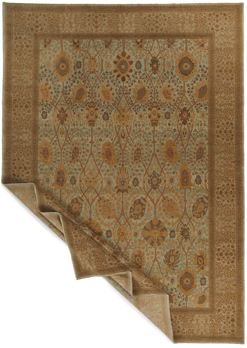 10x14 Blue and Beige Turkish Traditional Rug