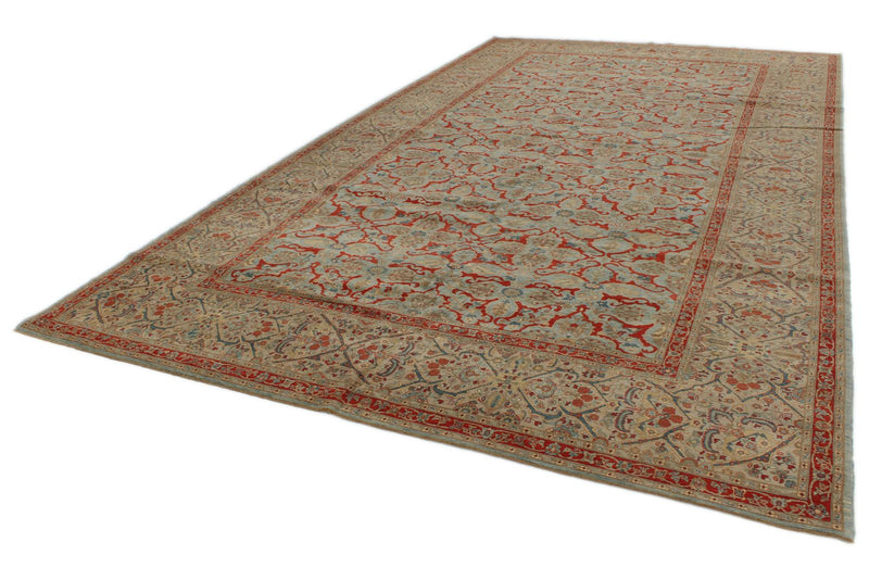9x16 Blue and Beige Turkish Traditional Rug