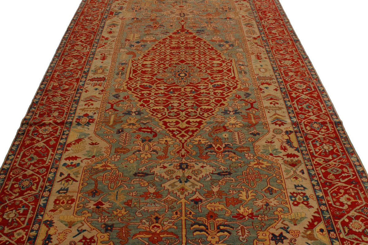 6x12 Green and Red Turkish Anatolian Runner