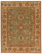 9x12 Green and White Turkish Traditional Rug