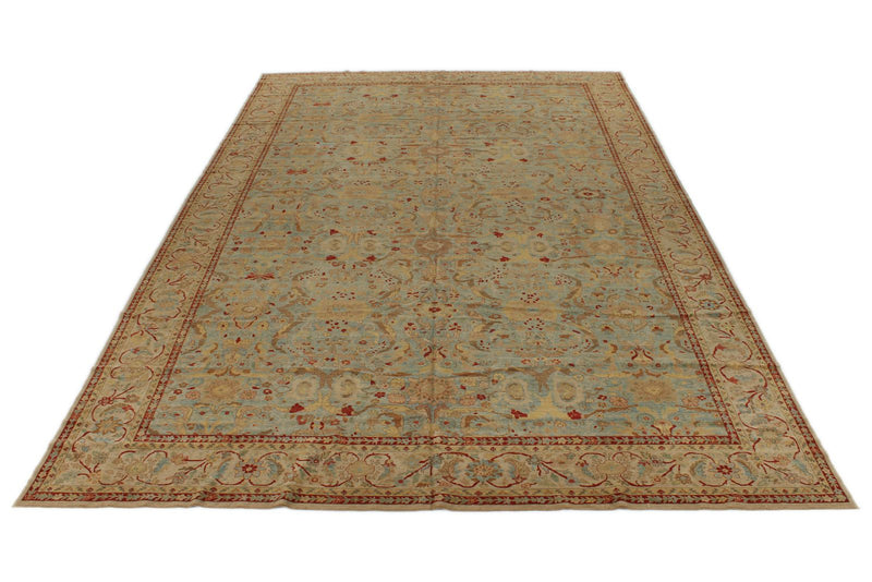 10x16 Blue and Beige Traditional Rug