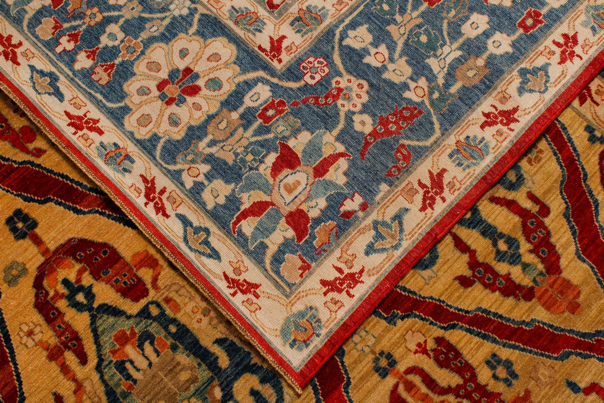 9x21 Gold and Blue Traditional Runner