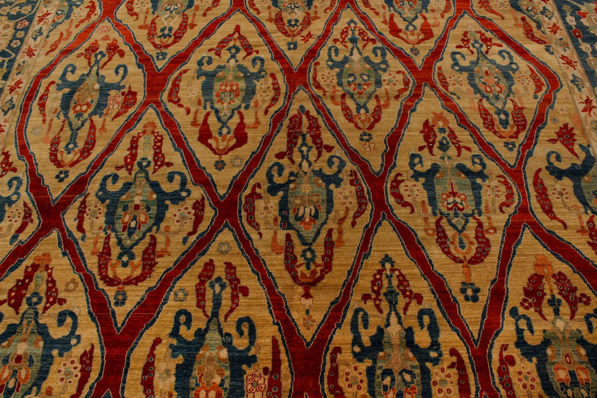 9x21 Gold and Blue Traditional Runner