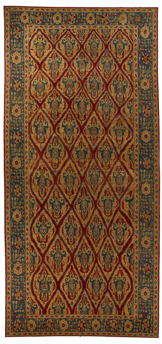 9x21 Gold and Blue Traditional Runner