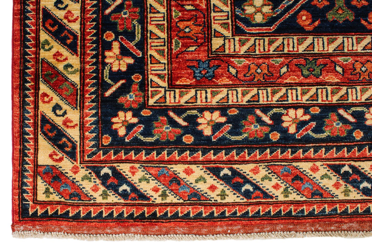 8x9 Navy and Multicolor Turkish Tribal Rug