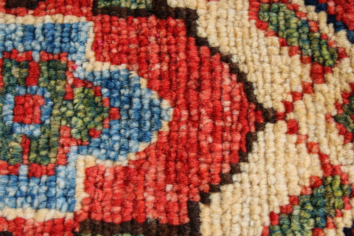 8x9 Navy and Multicolor Turkish Tribal Rug