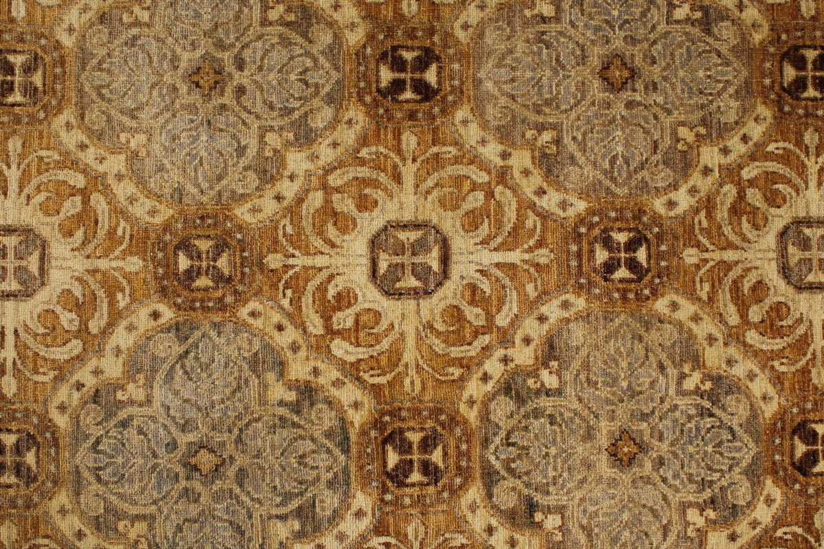 12x15 Gold and Ivory Turkish Oushak Rug