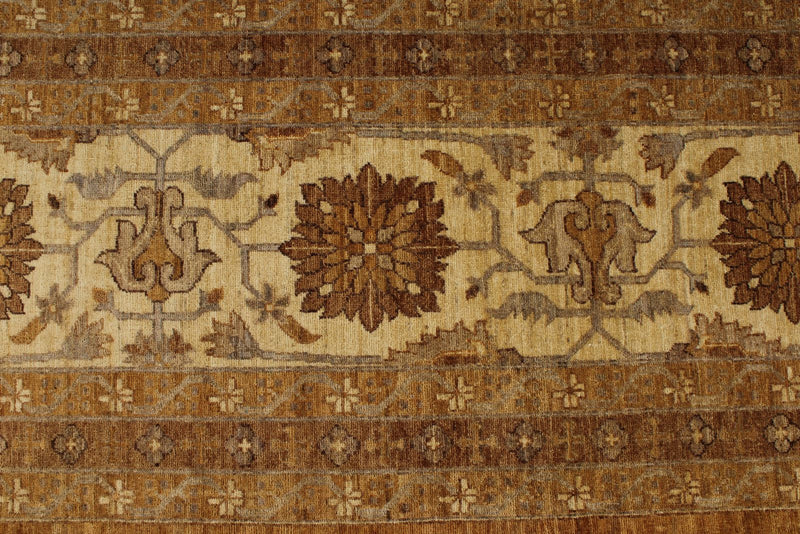 12x15 Gold and Ivory Turkish Oushak Rug