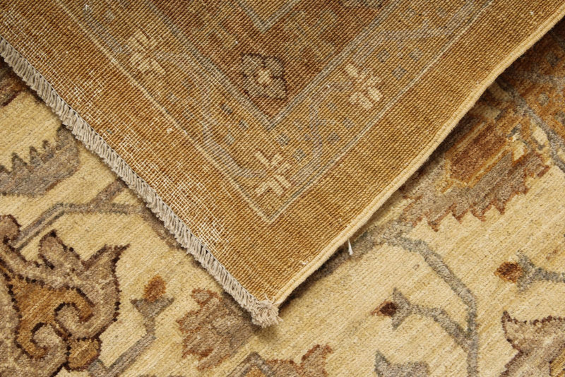 12x15 Gold and Ivory Turkish Oushak Rug