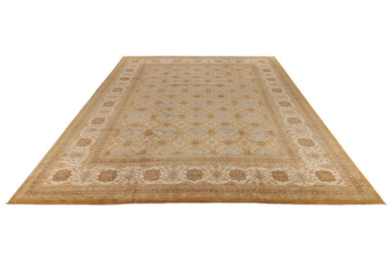 12x15 Gold and Ivory Turkish Oushak Rug