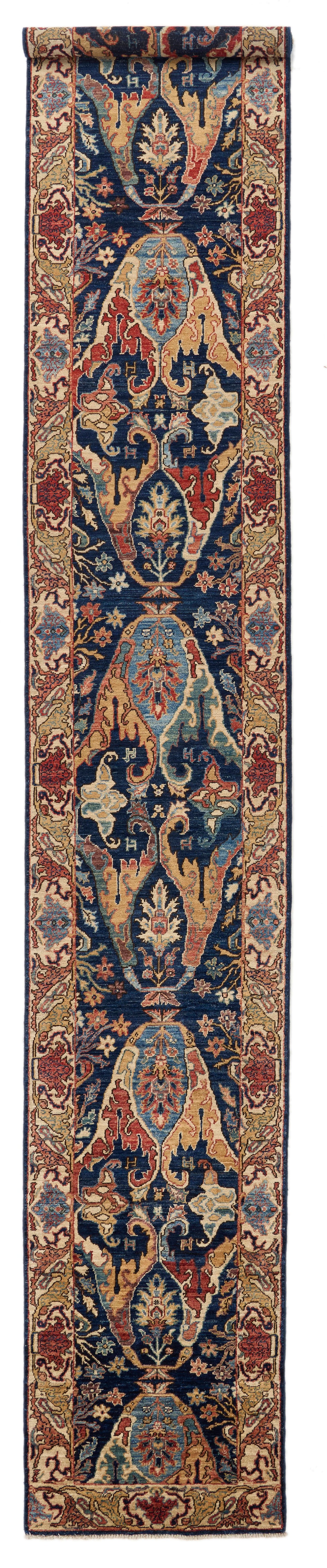 2x16 Navy and Multicolor Anatolian Traditional Runner