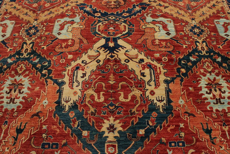 10x14 Red and Navy Anatolian Traditional Rug