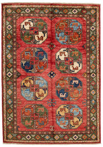 4x6 Red and Multicolor Turkish Tribal Rug