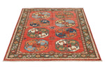 4x6 Red and Multicolor Turkish Tribal Rug