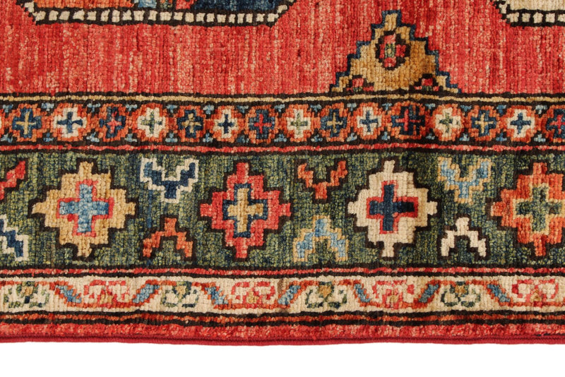 4x6 Red and Multicolor Turkish Tribal Rug